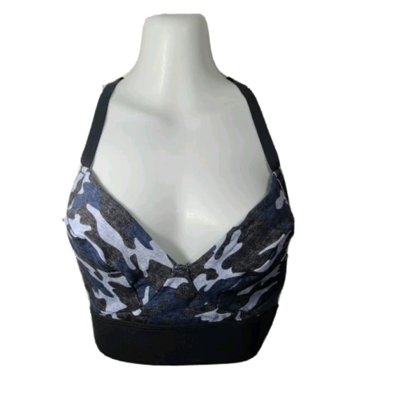 Colsie Blue and Black Camo Bralette large - Picture 2 of 4